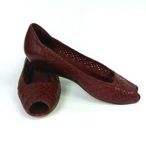 VTG 9 West Woven Leather Shoes Size 8 Burgundy
